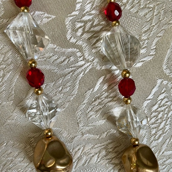 Vintage Red Clear Gold Mid-Century 60's Necklace - Picture 5 of 12